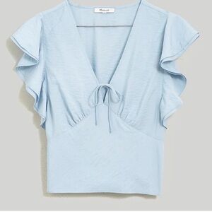 Madewell Light Blue Ruffle Sleeve Blouse